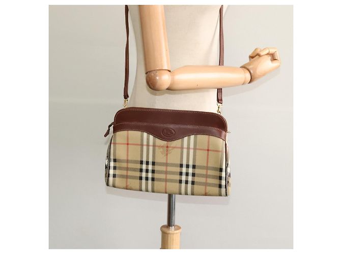 Autre Marque Borsa a spalla Burberrys Nova Check PVC Beige Marrone oro Auth bs23485 D'oro - vista 20