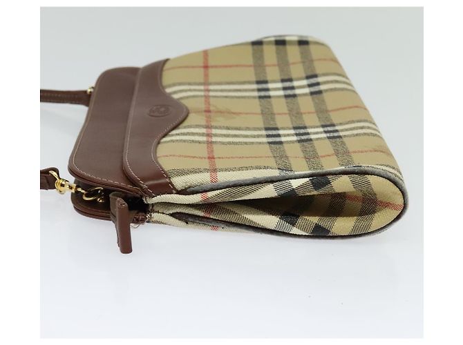 Autre Marque Borsa a spalla Burberrys Nova Check PVC Beige Marrone oro Auth bs23485 D'oro - vista 3