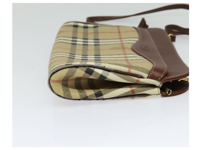 Autre Marque Borsa a spalla Burberrys Nova Check PVC Beige Marrone oro Auth bs23485 D'oro - vista 4