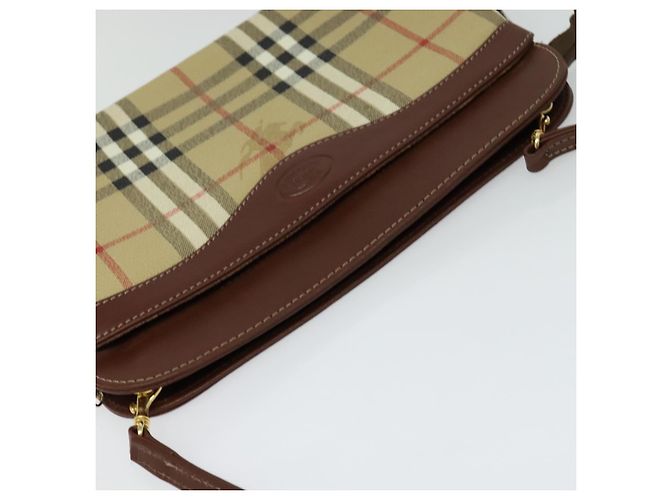 Autre Marque Borsa a spalla Burberrys Nova Check PVC Beige Marrone oro Auth bs23485 D'oro - vista 6