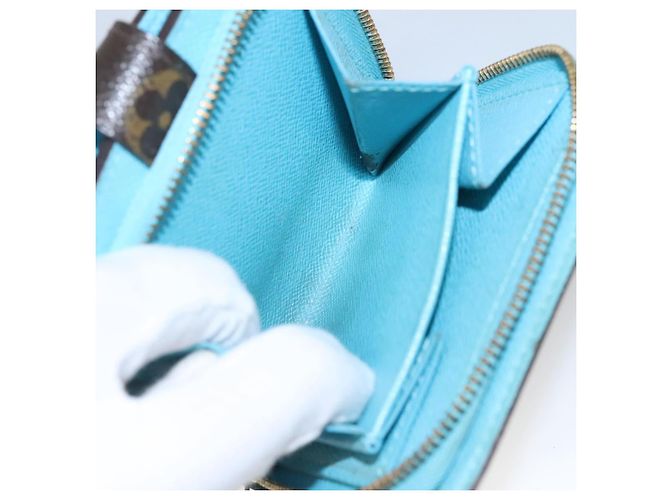 LOUIS VUITTON Monogram Groom Portefeuille Compact Zippé Bleu M60036 LV Auth hk2238 Monogramme - vue 10