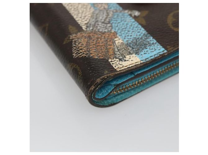 LOUIS VUITTON Monogram Groom Portefeuille Compact Zippé Bleu M60036 LV Auth hk2238 Monogramme - vue 14