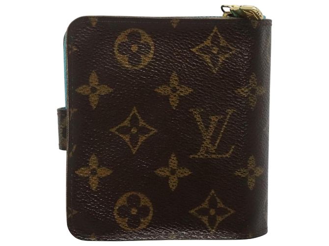 LOUIS VUITTON Monogram Groom Portefeuille Compact Zippé Bleu M60036 LV Auth hk2238 Monogramme - vue 2