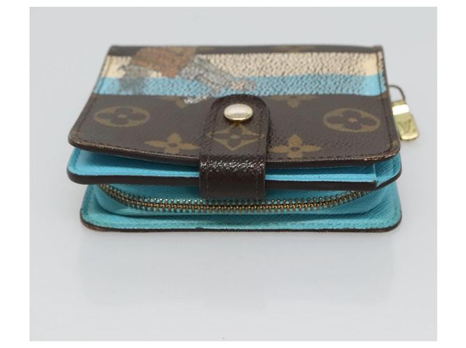 LOUIS VUITTON Monogram Groom Portefeuille Compact Zippé Bleu M60036 LV Auth hk2238 Monogramme - vue 3
