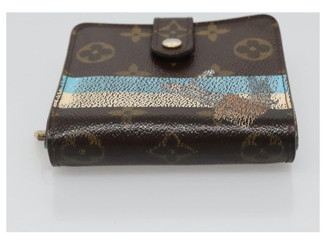 LOUIS VUITTON Monogram Groom Portefeuille Compact Zippé Bleu M60036 LV Auth hk2238 Monogramme - vue 4