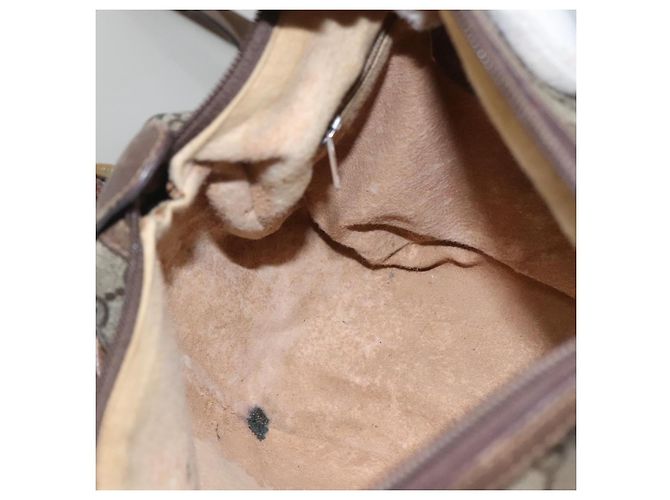 GUCCI GG Supreme Web Sherry Line Borsa PVC Beige Oro 89 02 032 Auth BA728 D'oro - vista 11