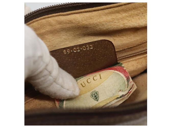 GUCCI GG Supreme Web Sherry Line Borsa PVC Beige Oro 89 02 032 Auth BA728 D'oro - vista 12