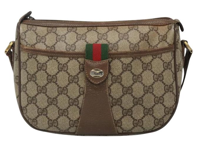 GUCCI GG Supreme Web Sherry Line Borsa PVC Beige Oro 89 02 032 Auth BA728 D'oro - vista 13