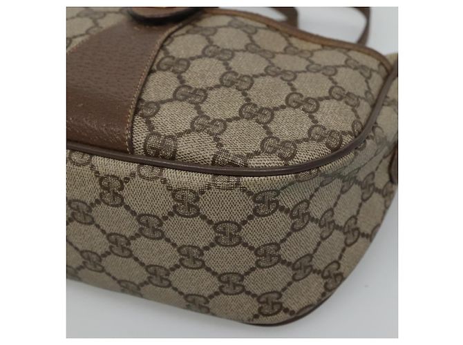GUCCI GG Supreme Web Sherry Line Borsa PVC Beige Oro 89 02 032 Auth BA728 D'oro - vista 14