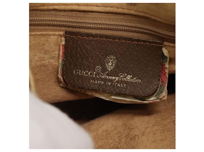 GUCCI GG Supreme Web Sherry Line Borsa PVC Beige Oro 89 02 032 Auth BA728 D'oro - vista 19