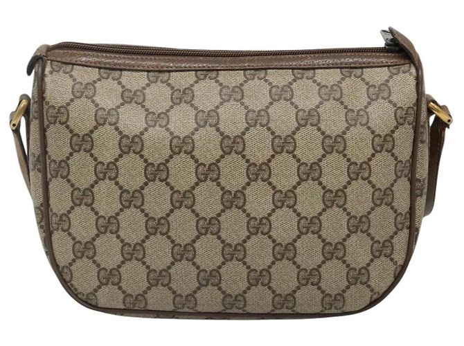 GUCCI GG Supreme Web Sherry Line Borsa PVC Beige Oro 89 02 032 Auth BA728 D'oro - vista 2