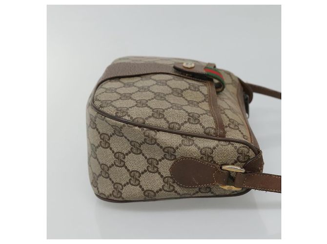 GUCCI GG Supreme Web Sherry Line Borsa PVC Beige Oro 89 02 032 Auth BA728 D'oro - vista 3