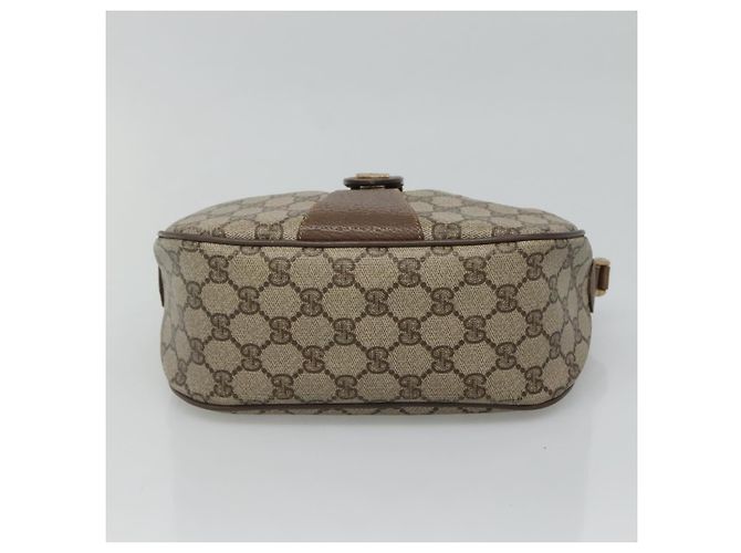GUCCI GG Supreme Web Sherry Line Borsa PVC Beige Oro 89 02 032 Auth BA728 D'oro - vista 5
