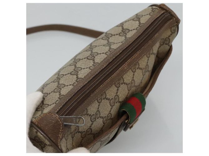 GUCCI GG Supreme Web Sherry Line Borsa PVC Beige Oro 89 02 032 Auth BA728 D'oro - vista 6