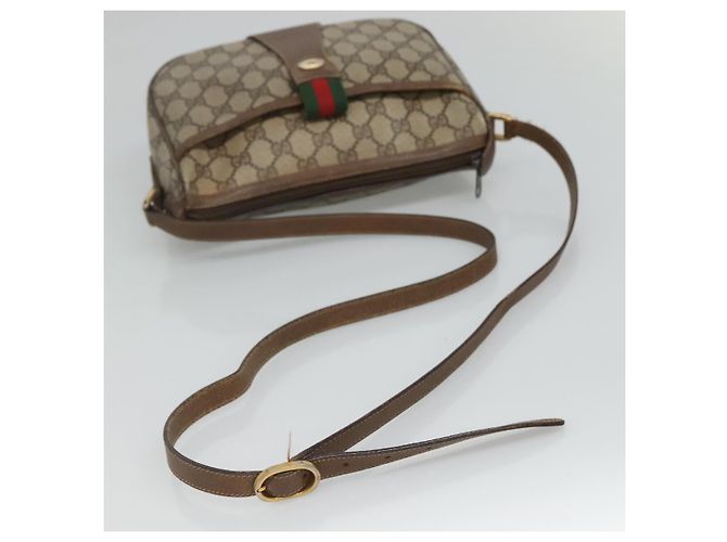 GUCCI GG Supreme Web Sherry Line Borsa PVC Beige Oro 89 02 032 Auth BA728 D'oro - vista 7