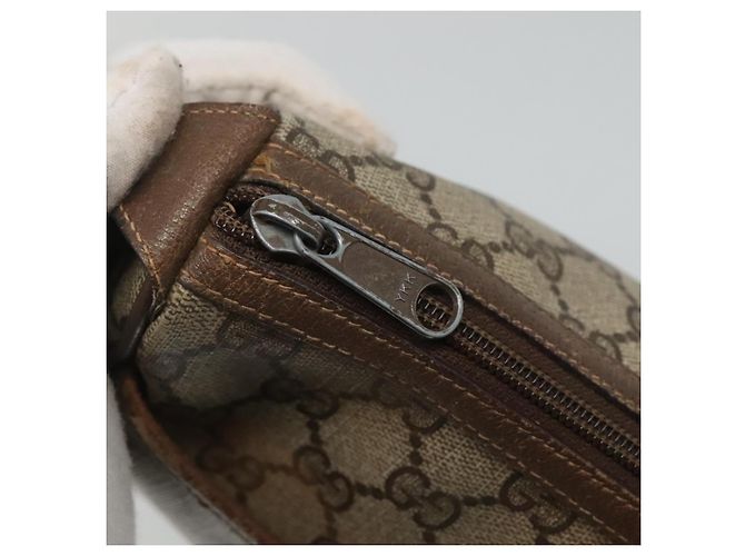 GUCCI GG Supreme Web Sherry Line Borsa PVC Beige Oro 89 02 032 Auth BA728 D'oro - vista 9