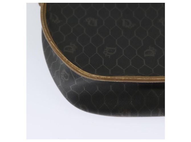 Borsa a spalla in tela a nido d'ape Christian Dior in pelle PVC nera e marrone Auth BA497 Nero - vista 15