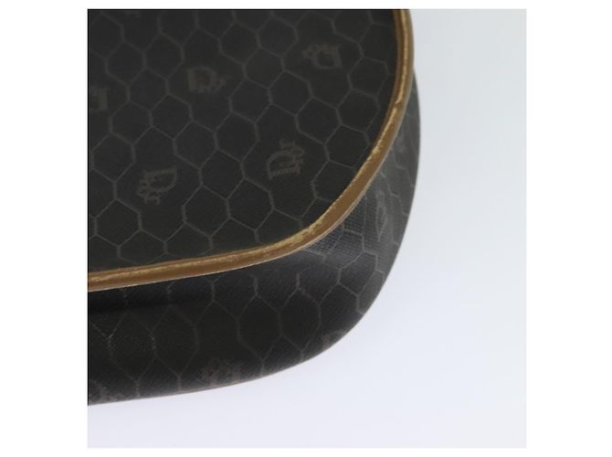 Borsa a spalla in tela a nido d'ape Christian Dior in pelle PVC nera e marrone Auth BA497 Nero - vista 16