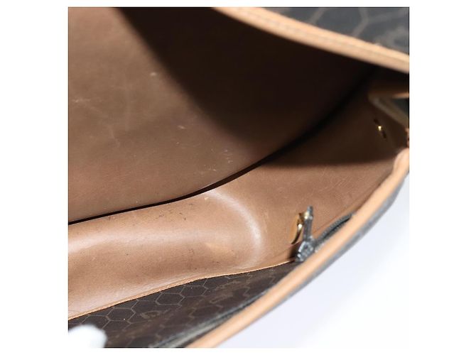 Borsa a spalla in tela a nido d'ape Christian Dior in pelle PVC nera e marrone Auth BA497 Nero - vista 17