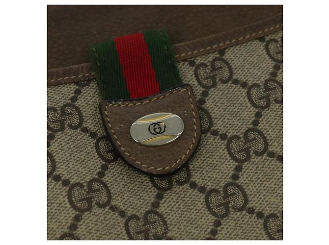 GUCCI GG Supreme Web Sherry Line Borsa PVC Beige Oro 39 02 026 Auth bs23685 D'oro - vista 17