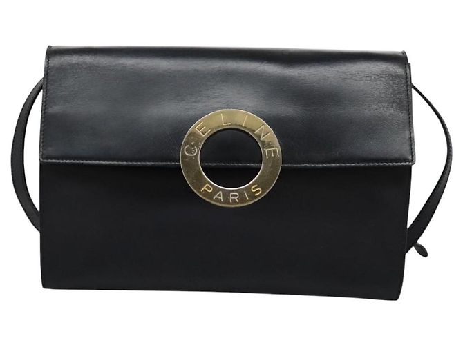 Céline Borsa a spalla in pelle nera e oro CELINE Circle Auth BD909 Nero D'oro - vista 13