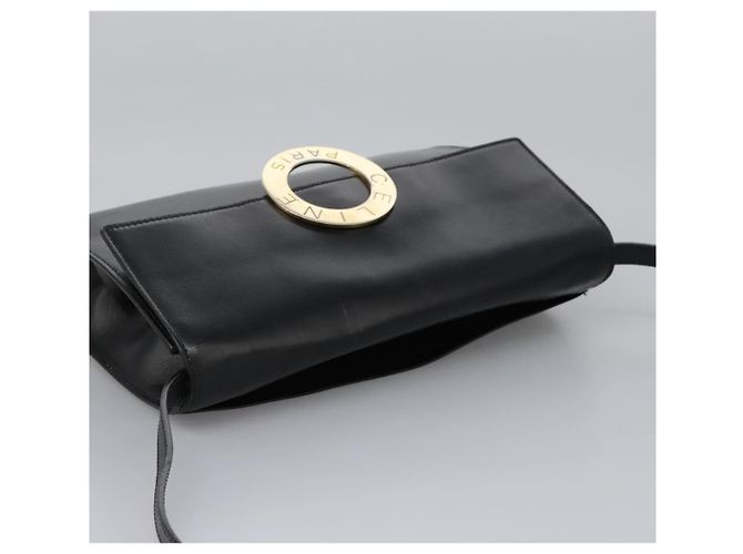 Céline Borsa a spalla in pelle nera e oro CELINE Circle Auth BD909 Nero D'oro - vista 6
