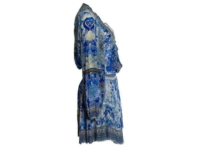 Camilla, lässiges kurzes Kleid mit Raffung in Blau - Ansicht 2