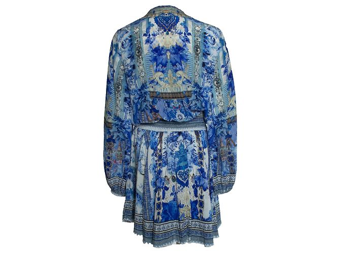 Camilla, lässiges kurzes Kleid mit Raffung in Blau - Ansicht 3