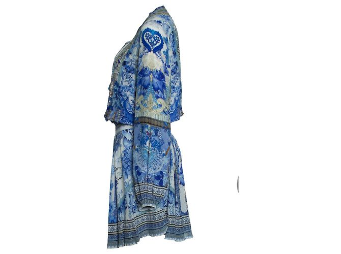 Camilla, lässiges kurzes Kleid mit Raffung in Blau - Ansicht 4