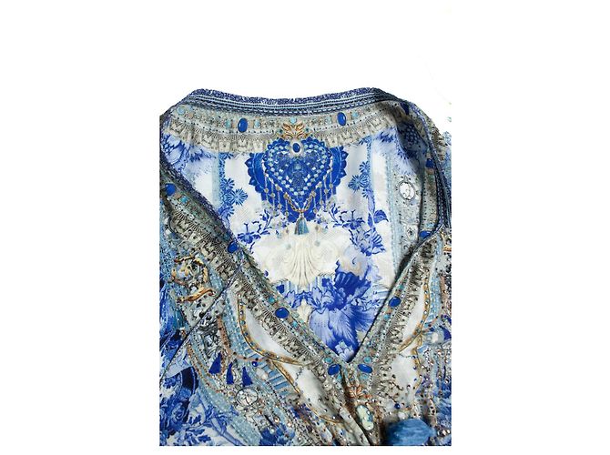Camilla, lässiges kurzes Kleid mit Raffung in Blau - Ansicht 8