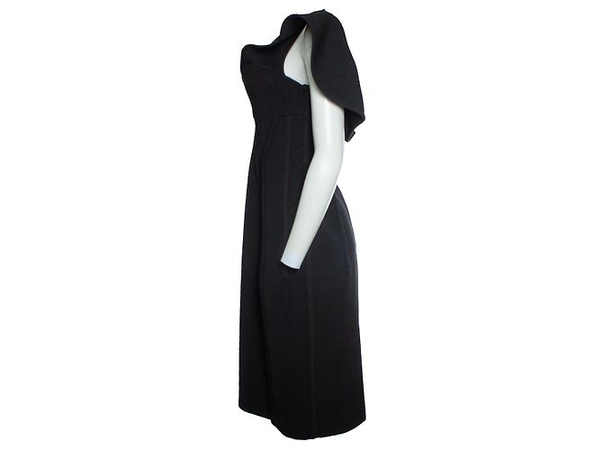 Bottega Veneta, Woll-Bustierkleid mit einem Schulterträger Schwarz - Ansicht 2