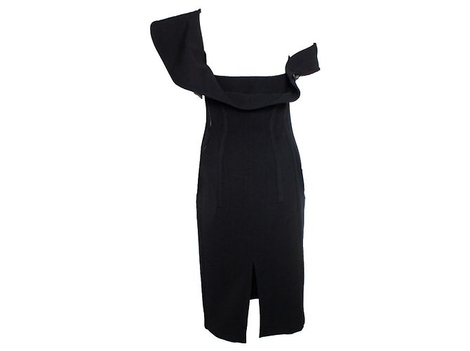 Bottega Veneta, Woll-Bustierkleid mit einem Schulterträger Schwarz - Ansicht 3