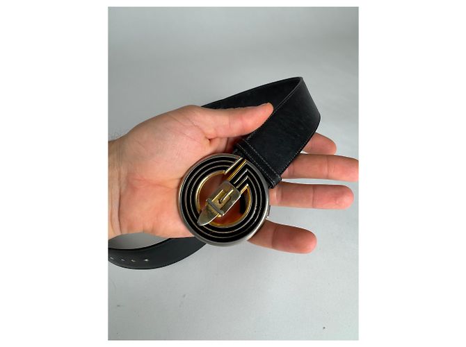 Vintage Gucci Leder Gürtel Schwarz - Ansicht 2