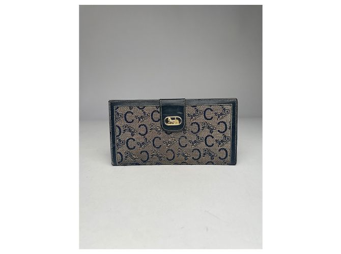 Triomphe Céline Vintage Celine Paris Leather Wallet Black Grey - view 11