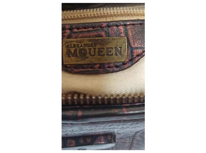 Alexander McQueen Novac Handtasche aus exotischem Leder Braun Lila - Ansicht 11