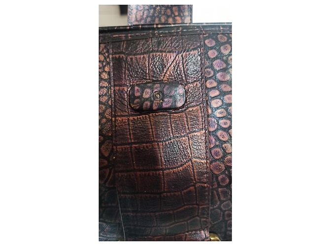 Alexander McQueen Novac Handtasche aus exotischem Leder Braun Lila - Ansicht 13