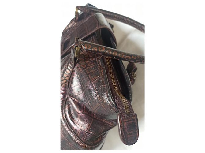 Alexander McQueen Novac Handtasche aus exotischem Leder Braun Lila - Ansicht 17