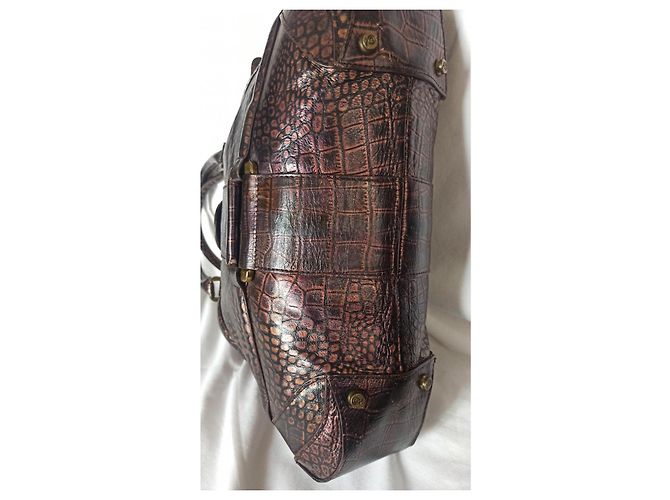Alexander McQueen Novac Handtasche aus exotischem Leder Braun Lila - Ansicht 3
