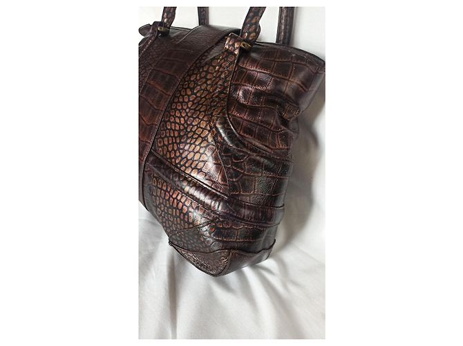 Alexander McQueen Novac Handtasche aus exotischem Leder Braun Lila - Ansicht 6