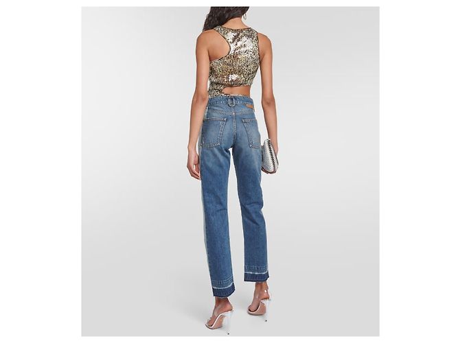 Stella Mc Cartney Jeans rectos de tiro medio con cortes STELLA MCCARTNEY Azul Azul claro Azul oscuro - vista 3