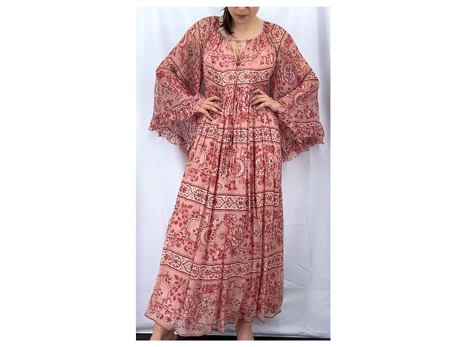 Zimmermann vestido maxi de seda estampada Rosa Roja Beige - vista 10