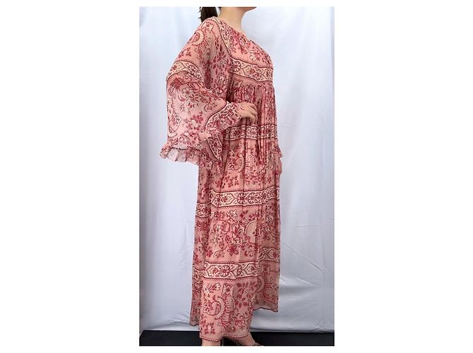 Zimmermann vestido maxi de seda estampada Rosa Roja Beige - vista 11