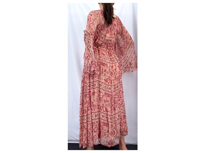 Zimmermann vestido maxi de seda estampada Rosa Roja Beige - vista 12