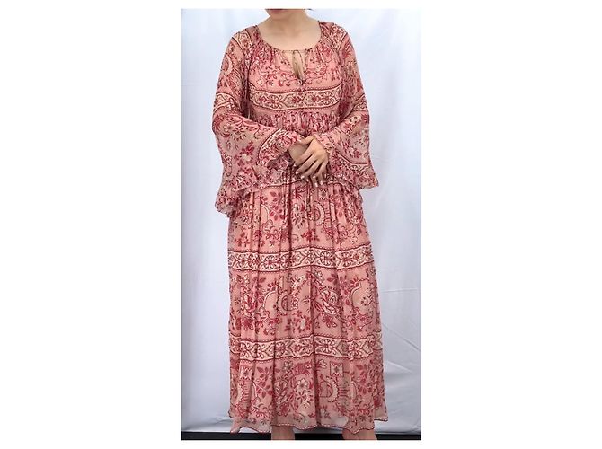 Zimmermann vestido maxi de seda estampada Rosa Roja Beige - vista 13