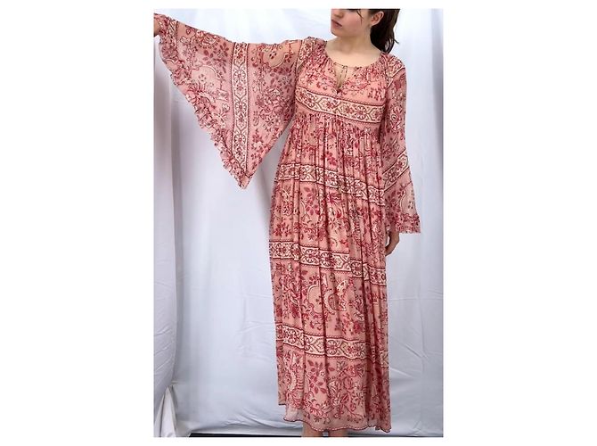 Zimmermann vestido maxi de seda estampada Rosa Roja Beige - vista 14