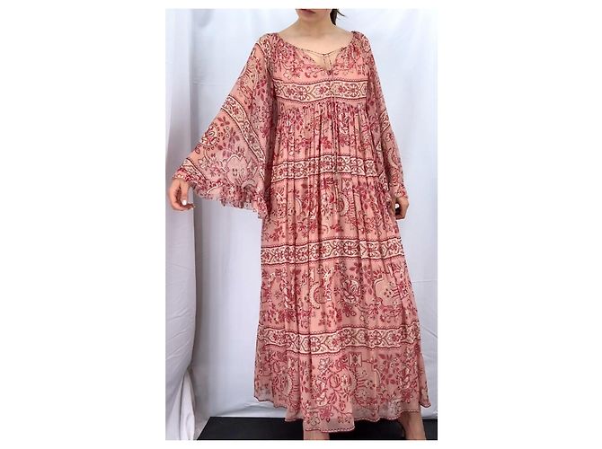 Zimmermann vestido maxi de seda estampada Rosa Roja Beige - vista 15