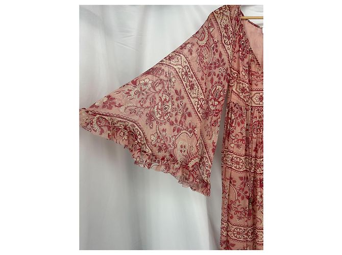 Zimmermann vestido maxi de seda estampada Rosa Roja Beige - vista 2