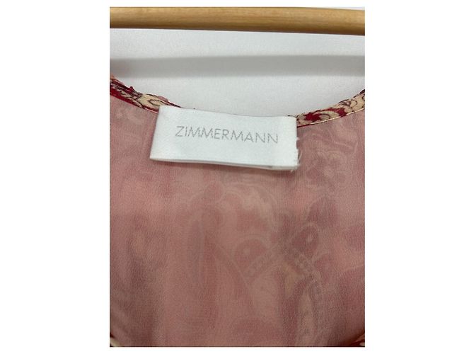 Zimmermann vestido maxi de seda estampada Rosa Roja Beige - vista 5