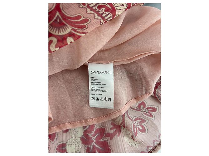 Zimmermann vestido maxi de seda estampada Rosa Roja Beige - vista 7