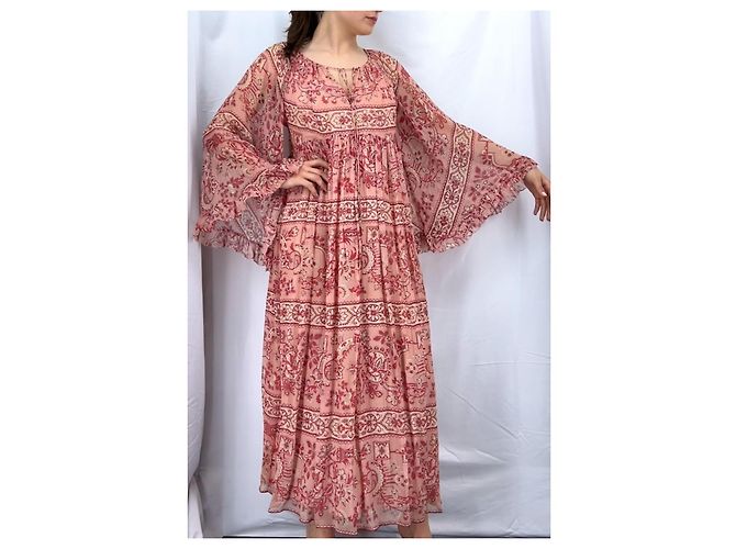 Zimmermann vestido maxi de seda estampada Rosa Roja Beige - vista 9